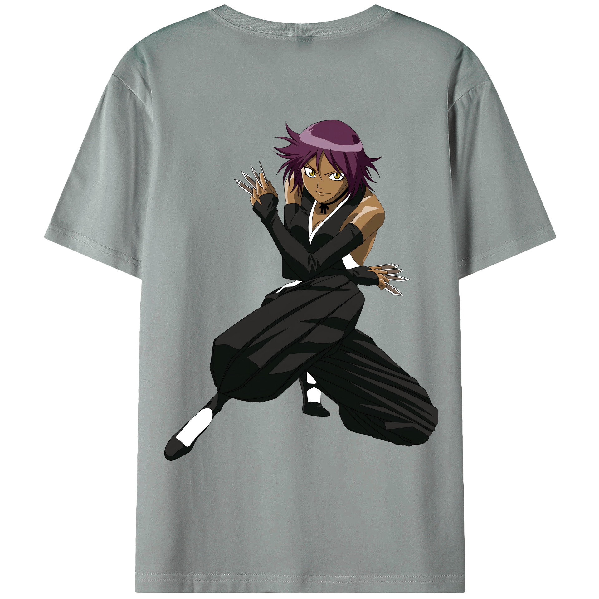 （画像用） ブリーチ 四楓院 夜一（しほういん よるいち） BLEACH Shihouin Yoruichi 綿100％ メンズ半袖Tシャツ（バックプリント） 通気性